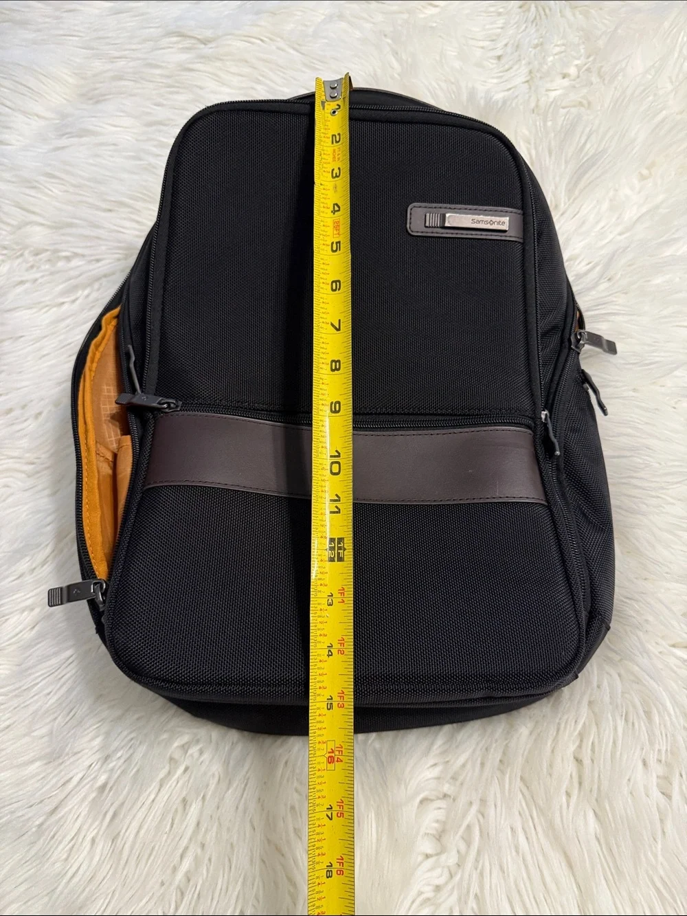 Samsonite Black Backpack with Brown Trim excellent condition see all photos